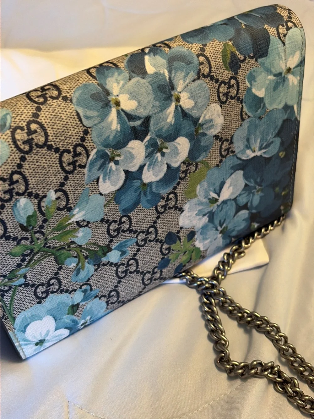 Gucci Blue & Green Floral GG Supreme Small Crossbody Bag